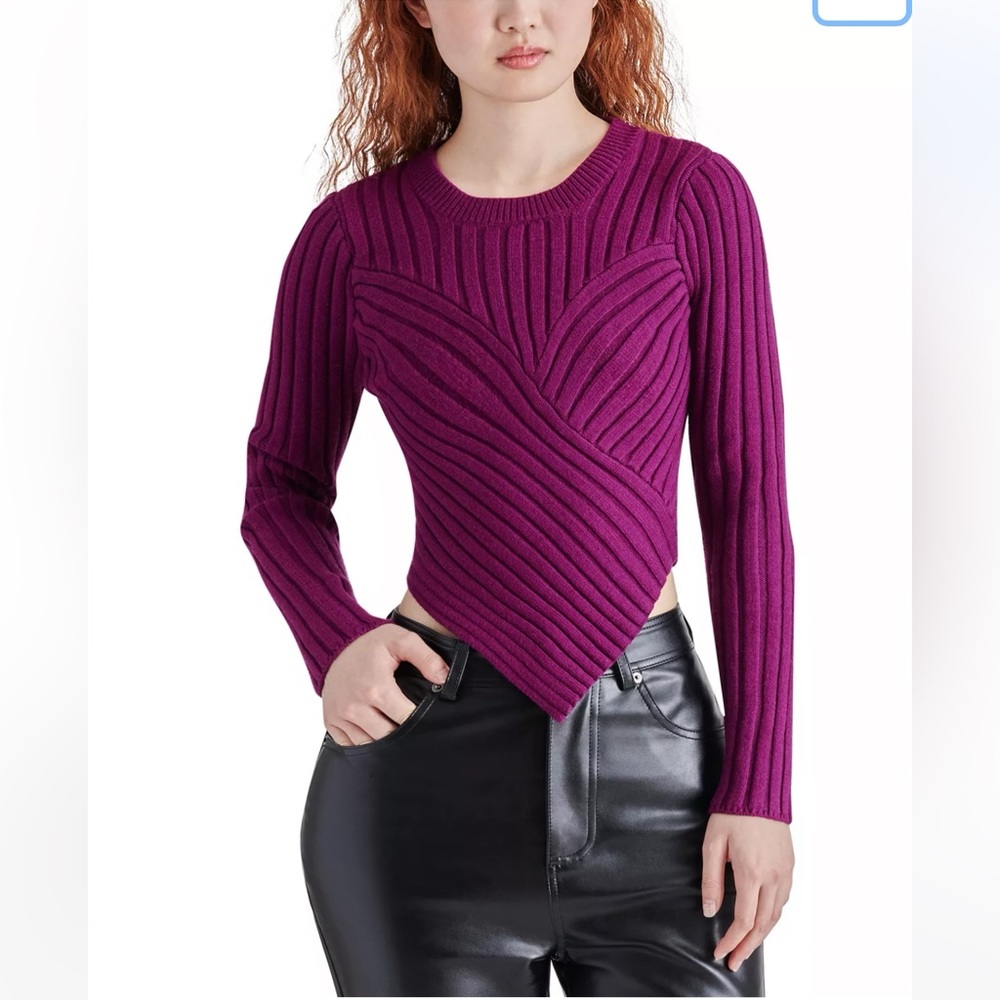 Steve Madden Asymmetric Hem Rib Sweater